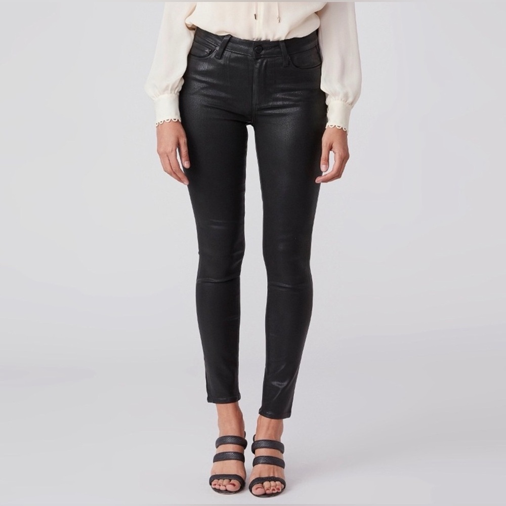 Paige Hoxton Ankle Skinny Jean Black Fog Lux Coating Size 30